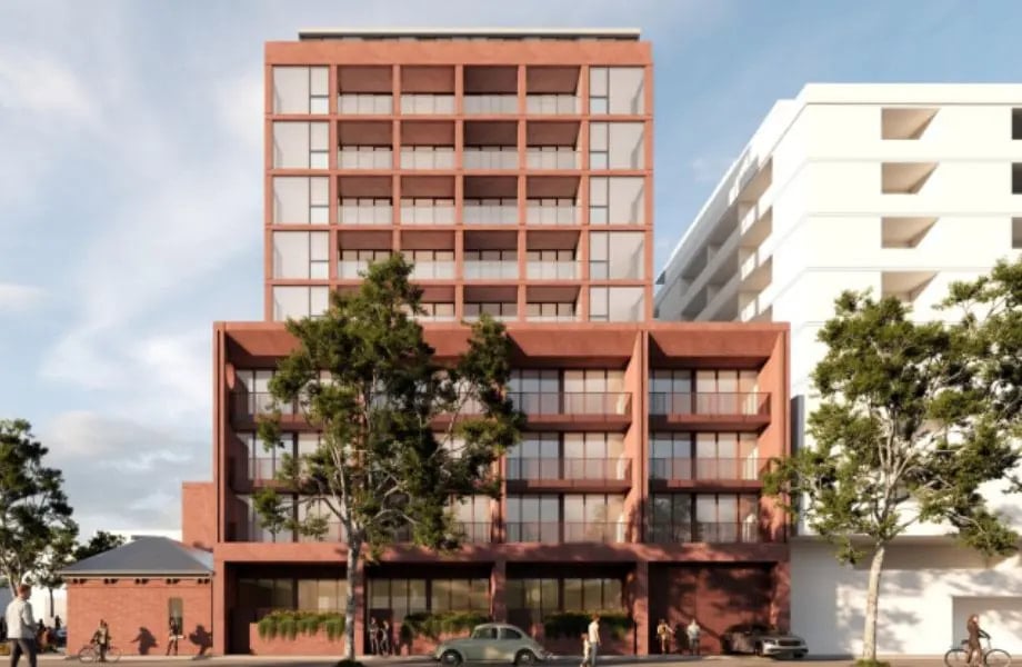 Fitzroy build-to-rent. Render of the tower above the street-level podium.