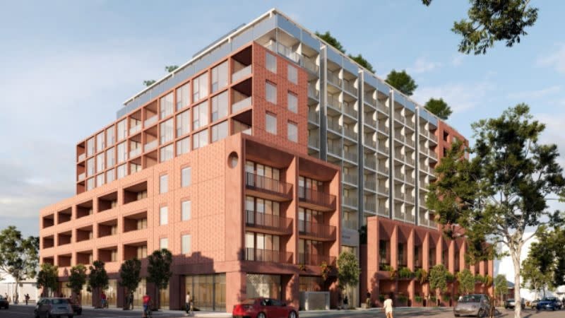 Fitzroy build-to-rent. Corner render.